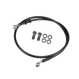Hihaha Universal Brake Hose Motorcycle ATV Dirt Bike Motocross Braided Hydraulic Brake Line Oil Hose Pipeline, 100cm, Metal, Black Silver Tone, 1 Set Durable Material