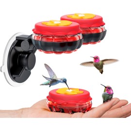 Handheld Small Glass Hummingbird Feeders (Set of 4) with Window Suction Mount Base - Window/Handheld or Tabletop Mini Hummingbird Feeders for Outdoors