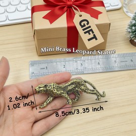 Mingchen Brass Leopard Ornament, Small Cheetah Figurine, Cheetah Statue, Gold Animal Figurines, Table Top Decoration for Home Office (Leopard)