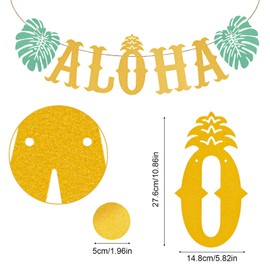 Hawaiian Banner for Party, Large-Scale Shining Hawaiian Aloha Party Decorations Backdrop Luau Happy Birthday Banner Birthday Ornaments Parties Adornments for Luau Party Supplies