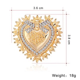 Vintage Baroque Heart Brooch Pin Gold Love Heart Lapel Pin Women Men Suit Coat Pin Badge Crystal Love Heart Corsage Jewelry for Valentine's Day Christmas (gold)