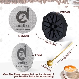 51mm Puck Screen, Reusable Coffee Filters For Espresso Portafilter Filter Basket 51mm, Espresso Screen With Coffee Spoon & Stand, Espresso Accessories, 1.7mm Thickness 150μm 316 Stainless Steel