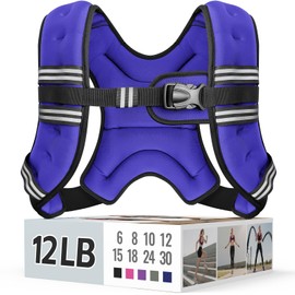 Zeerun Weighted Vest for Women & Men with Reflective Stripe and Adjustable Buckle, Comfortable & Durable Rucking Vest for Walking, Running & Strength Training, 12LBS-Purple