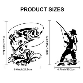 MAYJOYDIY Pack of 2 Fishing Stencils 30 × 30/29.7 × 21 cm Fish Stencil with Brush Drawing Stencil for Lake Fishing Rod for DIY Projects Crafts Furniture Canvas Wall Decoration