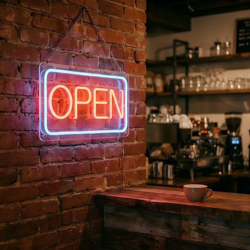 iDecoMart 16 Inch LED Open Sign, Ultra Bright 5 Modes