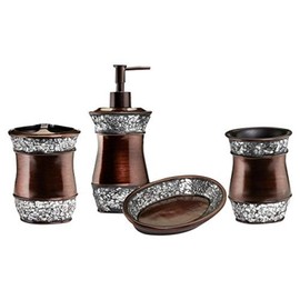 Sweet Home Collection Shower Curtain, Lotion Pump, Tumbler, Toothbrush Holder Soap Dish, Elite Orb, 5 Piece