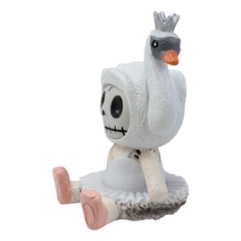 Ebros Gift 3.5" H Tall Furrybones Odette The Graceful White Swan Lake Princess Ballerina Collectible Figurine Skeleton Monster Sculpted Ballet Swans Birds Hooded Costume Furry Bones Skeletons Statue