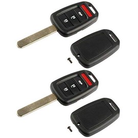 Key Fob Keyless Entry Remote Shell Case & Pad fits Honda 2013-2015 Accord / 2013-2015 Crosstour / 2015-2016 CR-V / 2016-2017 HR-V, Set of 2