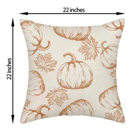 Fall Pillow Covers 22x22 Burnt Orange Pumpkin Decor Throw Pillows Case for Couch Maple Leaves Autumn Harvest Indoor Outdoor Decorative Cushion Cases for Sofa Bed Decorations Set of 2