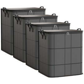 HausArtX 4 Pack Large Clothes Storage Bags, Comforter Storage organizers with lid, Clothing Storage Bins with Reinforced Handles, Sturdy Zippers, for Clothes & Bedding