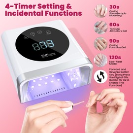 Nailgirls LED UV Lamp Nails, 150 W Nail Dryer, 30/60/90/120s Timer, LCD Display, LED Lamp for Gel Nails, Removable Metal Base Plate, Lamp Nails for Gel Nails, Fingers, Toenails, Gift for Women