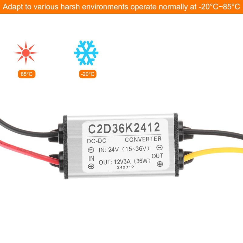 MECCANIXITY DC 24V to DC 12V Power Converter 3A 36W