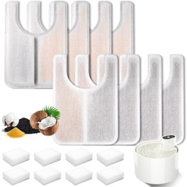 Jzla pro Cat Water Fountain Filter Replacement Rectangle & Pre-Filter Sponges for 108/3.2L& 67oz/2L Ceramic Automatic Pet Water Dispenser Dog Drinking Fountain (16 Filters&8 Sponges)