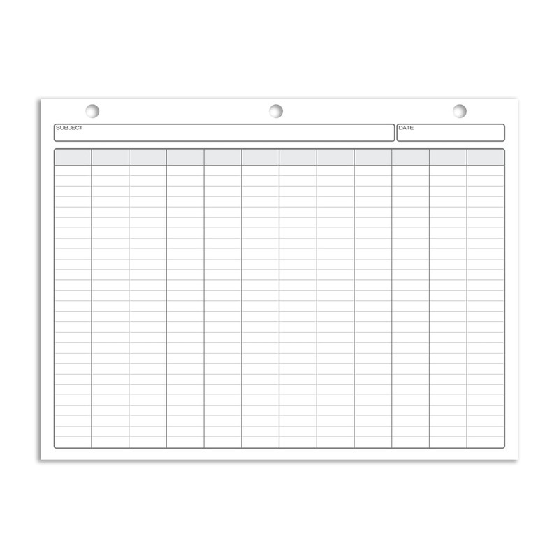 BookFactory 12 Columns Columnar Sheets/Twelve Column Loose Sheet Format -