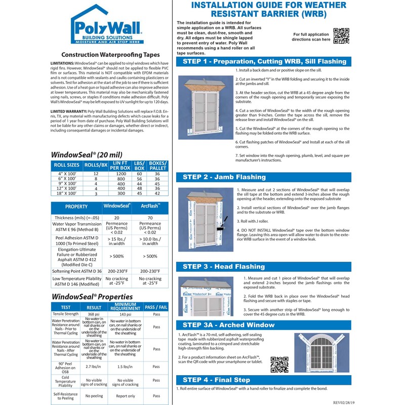 POLYGUARD WindowSeal Window and Door Flashing Tape, 9 in x