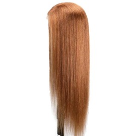 Lakaisa Straight Human Hair Wig Lace Frontal Perücke Damen Echthaar Glueless Wear and Go Grade 8 A 100% Brazilian Remy Hair 4X1 HD Lace #30 Brown Color Hair No Smell for Women 30 Inch