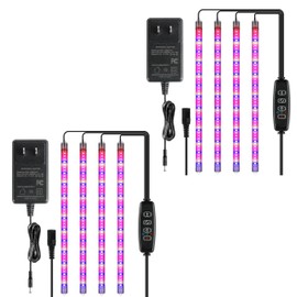 iPower 2Pack 60W LED Grow Lights with Full Spectrum Plant Growing Light Strips for Indoor Plant with Auto ON/Off 3/9/12H Timer, 10 Dimmable Levels 48 LEDs Per Tude, 4 Tubes, Mix