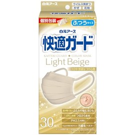 快適ガードマスク ふつうサイズ ライトベージュ 30枚入 カラーマスク