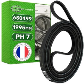 ONIX TECH V-belt dryer Poly-V 1995 mm PH7 with original code 00650499 650499 for Bosch for Balay 9000431719 for Hutchinson - Made in France - 5 year guarantee