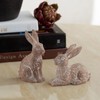 Set of 2 Easter Bunny Figures Made of Resin, Brown