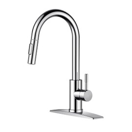 FORIOUS Kitchen Faucets, Chrome Kitchen Faucet with Pull Down Sprayer, Kitchen Sink Faucet Stainless Steel, High Arc Gooseneck Classic Faucet for Kitchen Sink, Bar, Farmhouse, Laundry