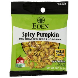 Eden Organic Spicy Pumpkin Seeds, Dry Roasted, Pocket Snacks, 1 Ounce (Pack of 12)