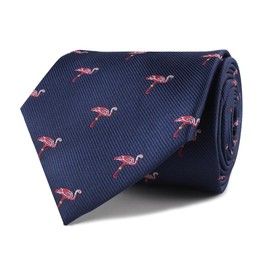 OTAA The Navy Blue Pink Flamingo Tie | Formal Neckties for Men | Groomsmen Wedding Ties | Designed by the Brothers at