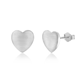 Silver 9mm Heart Stud Earrings for Women 925 Sterling Silver Love Heart Shape Earrings Studs Frosted Matte Heart Lobe Stud Earring Hypoallergenic 0.35"