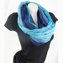 Gloop Women's Scarf Light Loop Scarf Tube Scarf with Colour Gradient Various Colours, Dark blue-light blue loop scarf