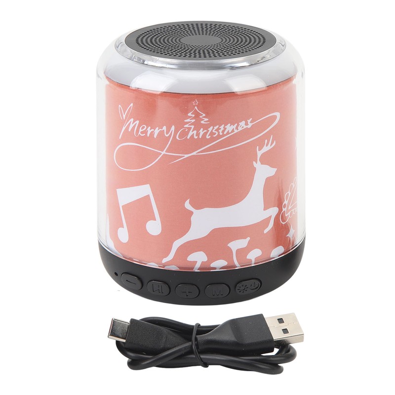 Mini Bluetooth Speaker Christmas Pattern Festive Atmosphere RGB Music Player