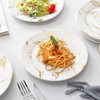 Loymokinar Modern 6-Piece Dinner Plate Set, 10-Inch White Marble Ceramic