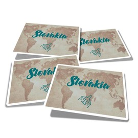 Vinyl Rectangle Stickers (Set of 4) 10cm - Slovakia World Travel Airplane for Laptops, Tablets, Luggage, Scrap Booking, Fridges #60124