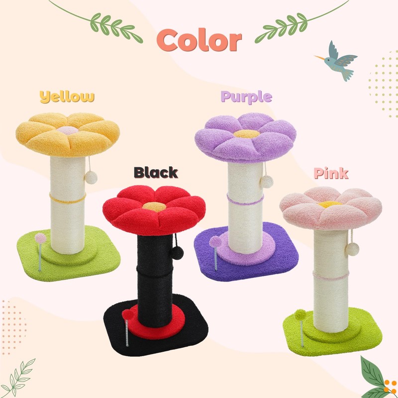 PEQULTI Flower Cat Scratching Post, Small Cat Tree, Scratcher for