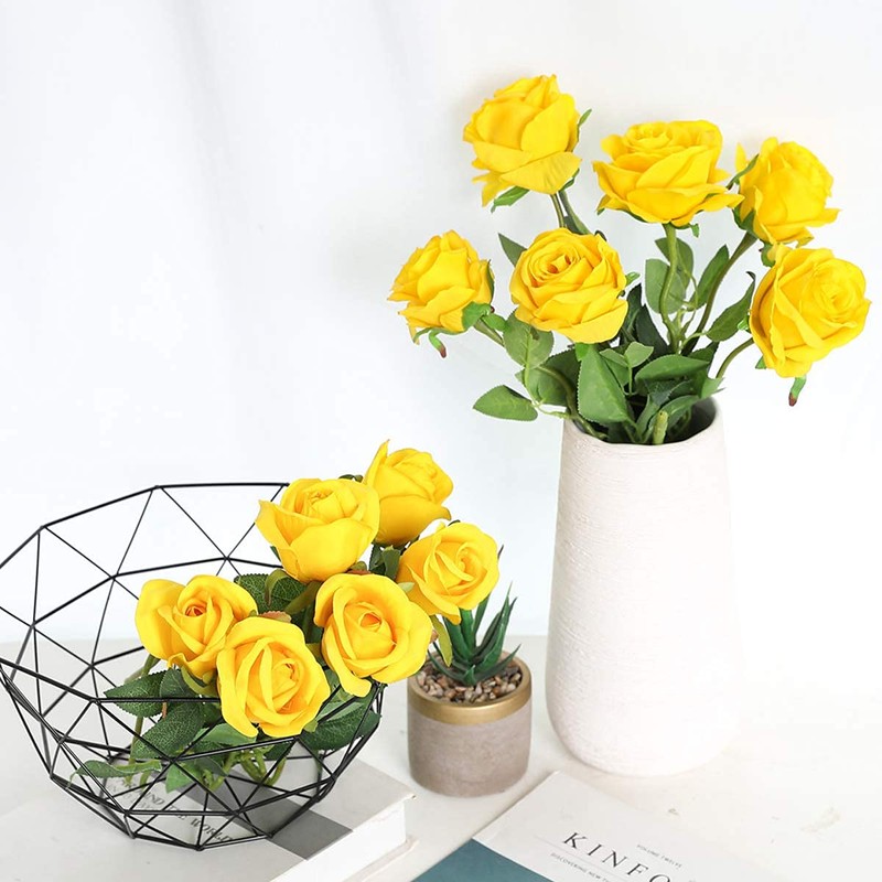 Hawesome 12PCS Artificial Silk Flowers Realistic Roses Bouquet Long Stem
