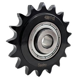 #40 Roller Chain Idler Sprocket Type C 1/2" bore 17 Tooth with Bearing 203KRR2,Hardened Antirust 1045 Steel Drive Sprockets 40BB17-1/2