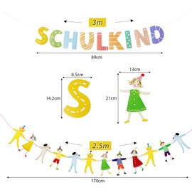 Pack of 2 School Child Garland Hand in Hand Hanging Decoration for First Day of School Decoration Banner School Boy Girl First Day of School Classroom Party