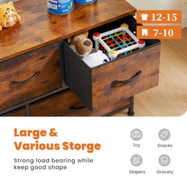 Sweetcrispy TV Stand for Bedroom, TV Dresser for 45 inches, Media Console Table, Entertainment Center with 5 Fabric Drawers Cabinet and Open Storage Shelf Furniture Cabinet for Living Room, Brown