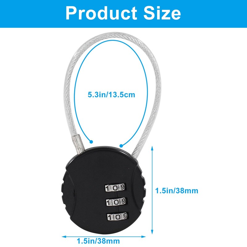 Waziaqoc 2 Pcs Wire Rope Lock, Mini Combination Lock, Wire