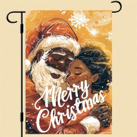 Santa Claus Garden Flag 12x18 Inch Small Double Sided Merry Christmas Farmhouse Outdoor Yard Winter Decoration Banner Black Santa Claus