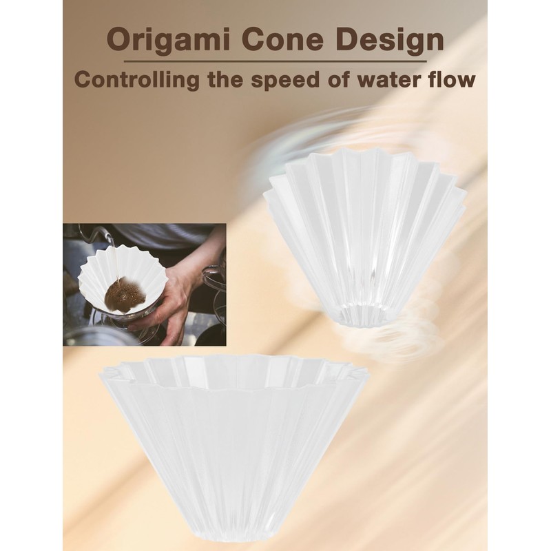 Coffee Filter Dripper, Resin Material, Reusable Cone Style Origami Coffee