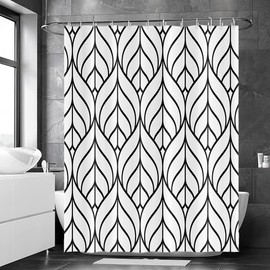 Ruelvth Black and White Shower Curtain, Modern Aesthetic Black Striped Shower Curtain Set for Bathroom Waterproof Polyester Shower Curtain with Hooks, 72x84 Inch