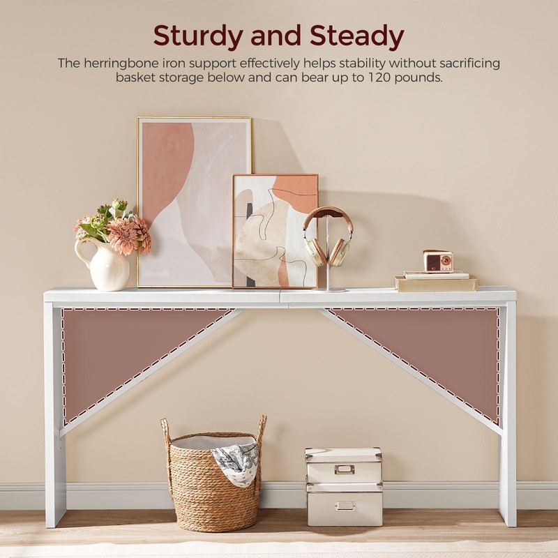 MAHANCRIS Console Table, 62.2" Long Sofa Table Behind Couch, Narrow