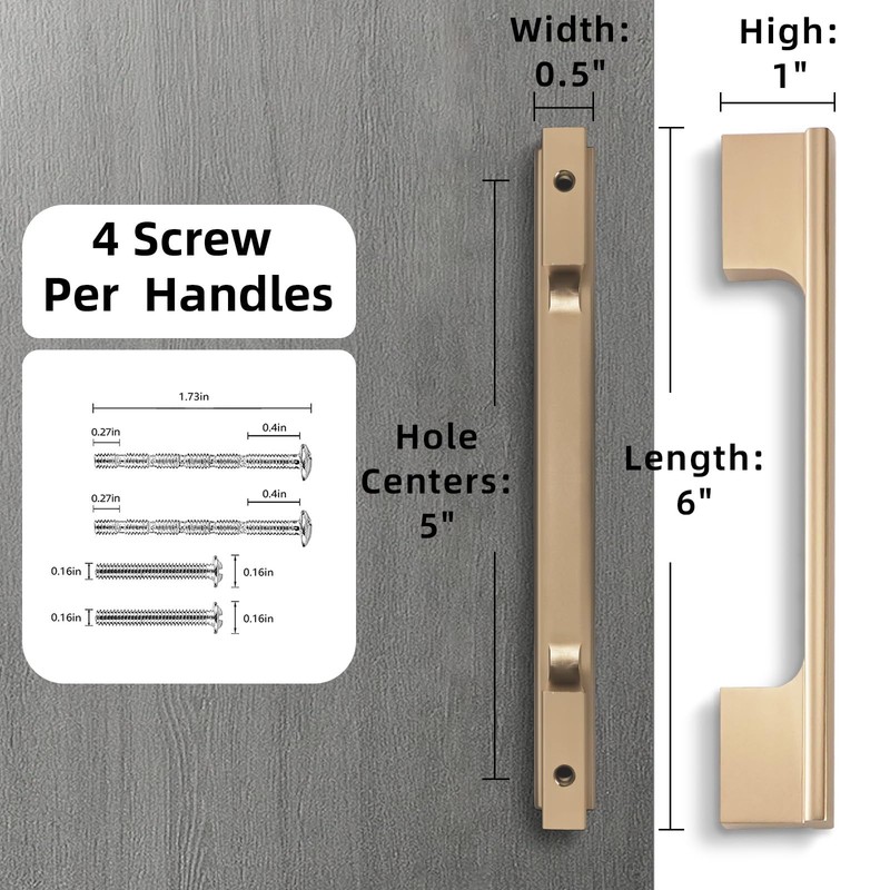 Amasideca 10 Pack Champagne Copper Pulls 5 Inch Hole Centers