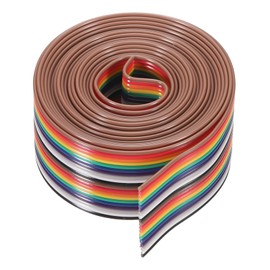 MECCANIXITY 1 Pcs 20 Pin Flat Rainbow Ribbon Cable 6.6 Ft 1.27mm Pitch Breadboard Jumper Wires for Electronic Projects