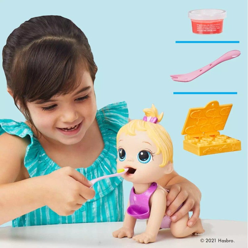 Baby Alive Lil Snacks 8" Baby Doll Blonde Hair Eats