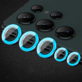 Omorro Compatible for Galaxy S24 Plus Luminous Camera Lens Protector Ultra Thin Film Tempered Glass Camera Screen Protector Shockproof Cover Blue