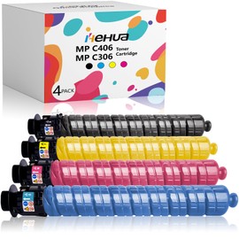 hehua Compatible MP C406 MP C306 Toner Cartridges 842091 842092 842093 842094 High Yield Replacement for Ricoh MP C406 MP C306 MP C307 MP C407 Printer (4-Pack,Black/Cyan/Magenta/Yellow)
