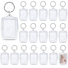 RXKFIGX Pack of 30 Acrylic Photo Keychains, Blank Photo Keychains, Picture Frame Pendants, Gift for Family & Couples, Photo Craft Gift, DIY Keychain, 5.5 x 4 cm, transparent