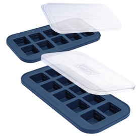 Souper Cubes 2 Tbsp. Silicone Freezer Molds - Perfect for Storing Garlic, Herbs, Ginger, Pesto, Tomato Paste, Lemon Juice, Purees and More - Silicone Baby Food Freezer Tray - Blueberry – 2-Pack