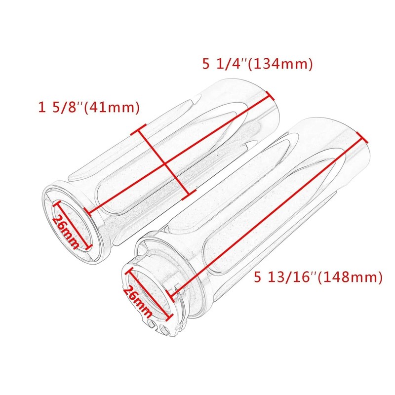 TDR 1 Inch Chrome Handlebar Hand Grips CNC Aluminum Rubber